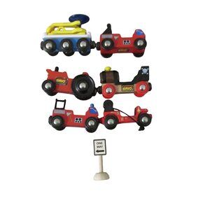 Brio Magnetic Wooden Train Cars With One-Way Sign Lot of 6